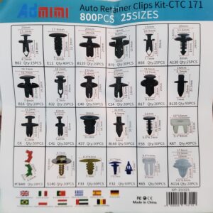 CAJA 800 CLIPS BROCHE RETENCION LATA PLASTICO