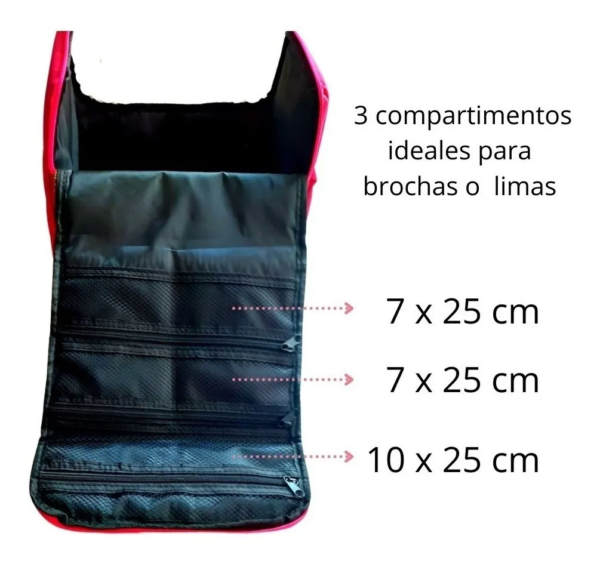 MALETA DE TELA PORTATIL PARA MAQUILLAJE,MANICURE Y COMESTOLOGIA COLOR ROSADO - Imagen 2