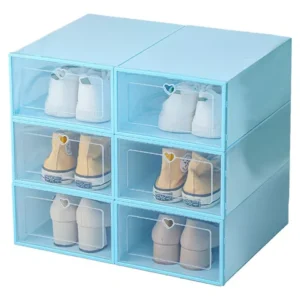 PACK DE 6 CAJAS ORGANIZADORAS DE ZAPATOS AZUL