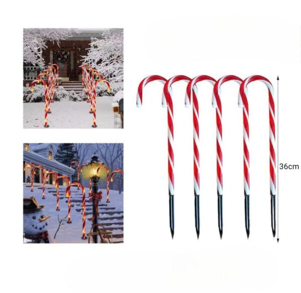 SET DE 5 BASTONES  SOLARES DE  NAVIDAD PARA  JARDIN - Imagen 3