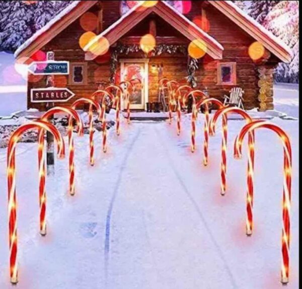 SET DE 5 BASTONES  SOLARES DE  NAVIDAD PARA  JARDIN - Imagen 5