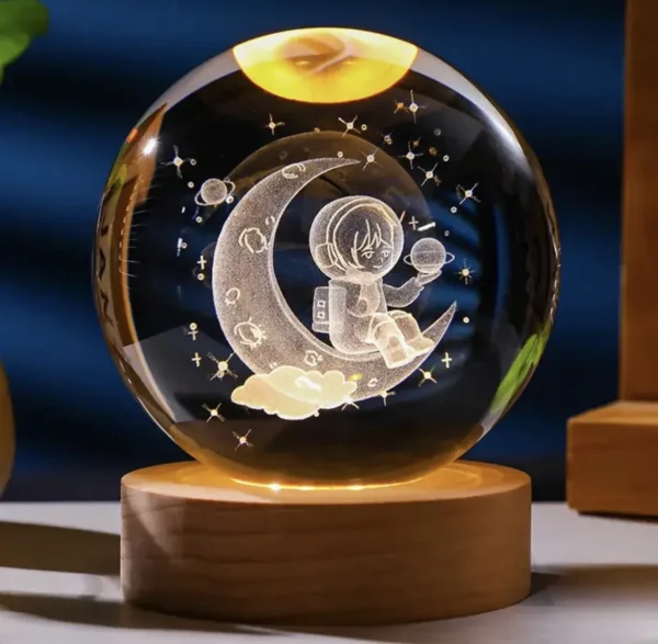 LAMPARA DE NOCHE Bola De Cristal  LUNA Y ASTRONAUTA