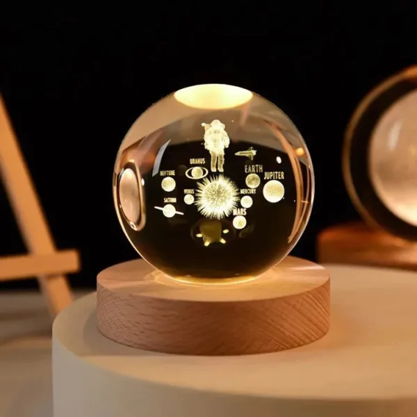 LAMPARA DE NOCHE Bola De Cristal  Astronauta y planetas