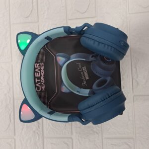 AUDIFONOS CON OREJA DE GATO AZUL