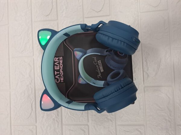 AUDIFONOS CON OREJA DE GATO AZUL