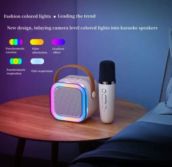 MINI PARLANTE  CON MICROFONO K12  BLUETOOTH   COLOR ROSADO - Imagen 3