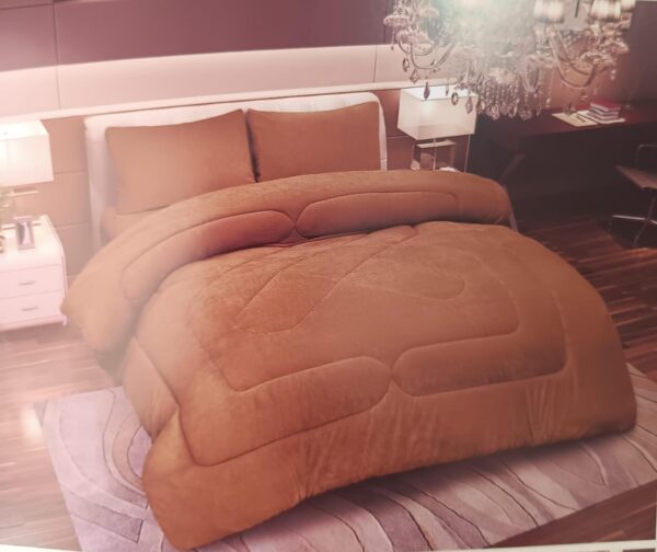 PLUMON CON CHIPORRO LISO  2 PLAZA COLOR  BEIGE OSCURO