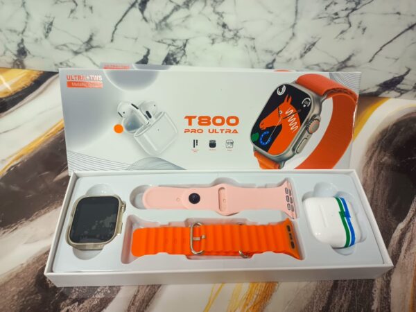 RELOJ SMART WATCH T800 2+ AUDIFONOS  NARANJA