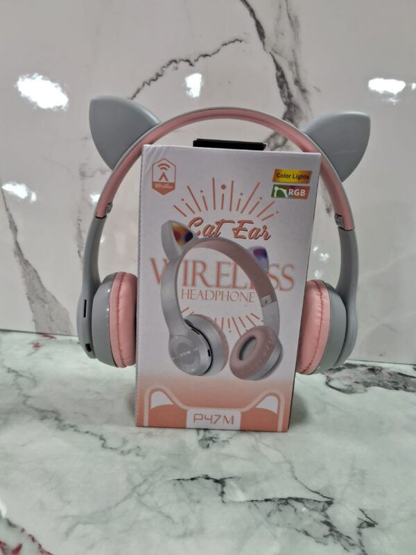 AUDIFONOS CON OREJA DE GATO GRIS