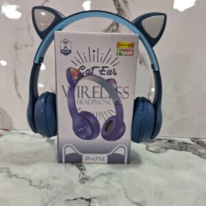 AUDIFONOS CON OREJA DE GATO AZUL CLARO