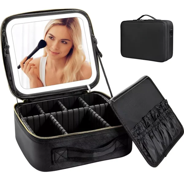 Estuche Maquillaje Inteligente Espejo Luz Led 3 modo Portátil
