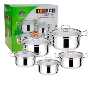 JUEGO DE OLLAS DE ACERO INOXIDABLE 10 PIEZAS