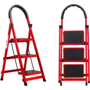 ESCALERA PLEGABLE ANTIDESLIZANTE 3 ESCALONES ROJO