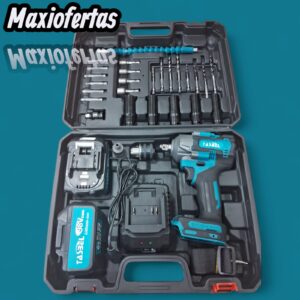 PISTOLA DE IMPACTO INALAMBRICO 98V CON ADAPTADOR TASBEL AZUL Y NEGRO