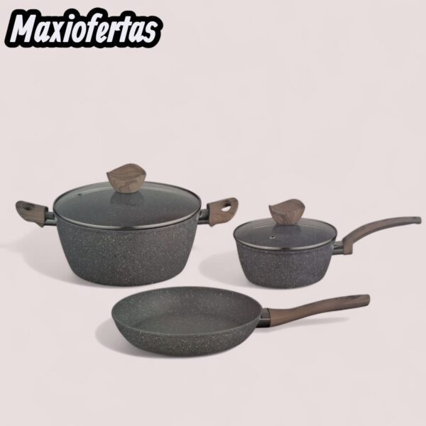 SET DE OLLA 5 PIEZAS ANTIADHERENTE MARMOLEADO TIAN - Imagen 3