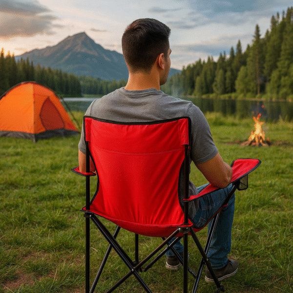 SILLA  PLEGABLE  Playa Camping /Porta Vaso ROJA - Imagen 2