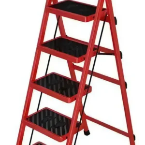 ESCALERA PLEGABLE ANTIDESLIZANTE 5 ESCALONES ROJO