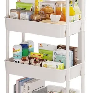 Carrito Plástico Organizador 4 Niveles Con Ruedas Color Blanco