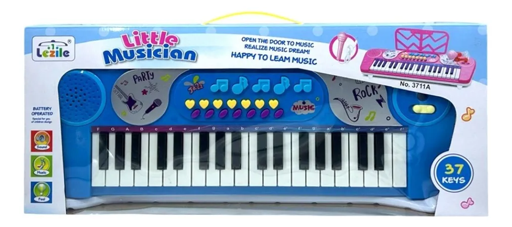 Piano Musical Para Niños Con Microfono Para Karaoke AZUL