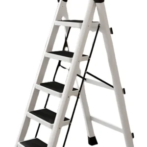 ESCALERA PLEGABLE ANTIDESLIZANTE 5 ESCALONES BLANCA