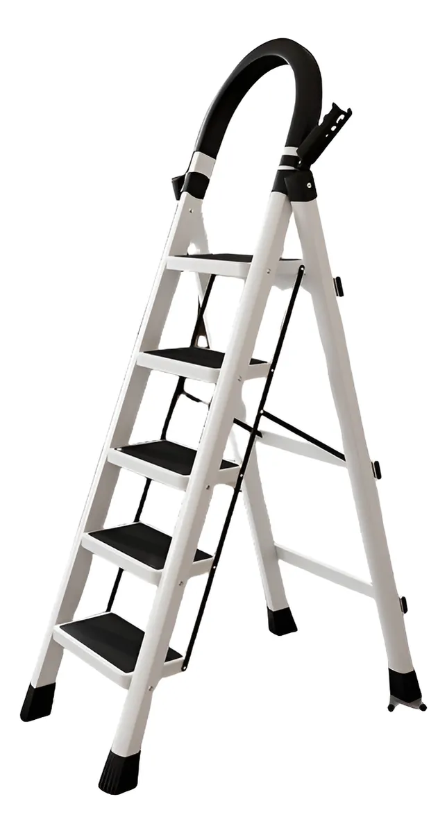 ESCALERA PLEGABLE ANTIDESLIZANTE 5 ESCALONES BLANCA