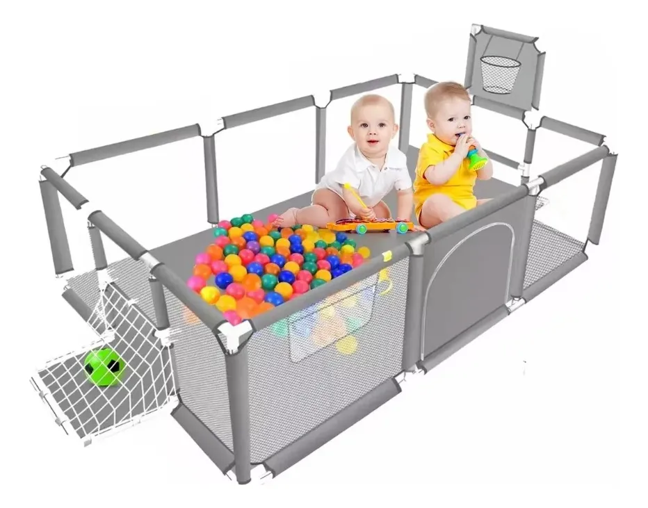 Corral Seguridad Bebes Con Aro De Basket GRIS