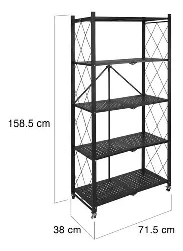 Estante Metalico Plegable Multiuso 5 Niveles Con Ruedas - Imagen 4