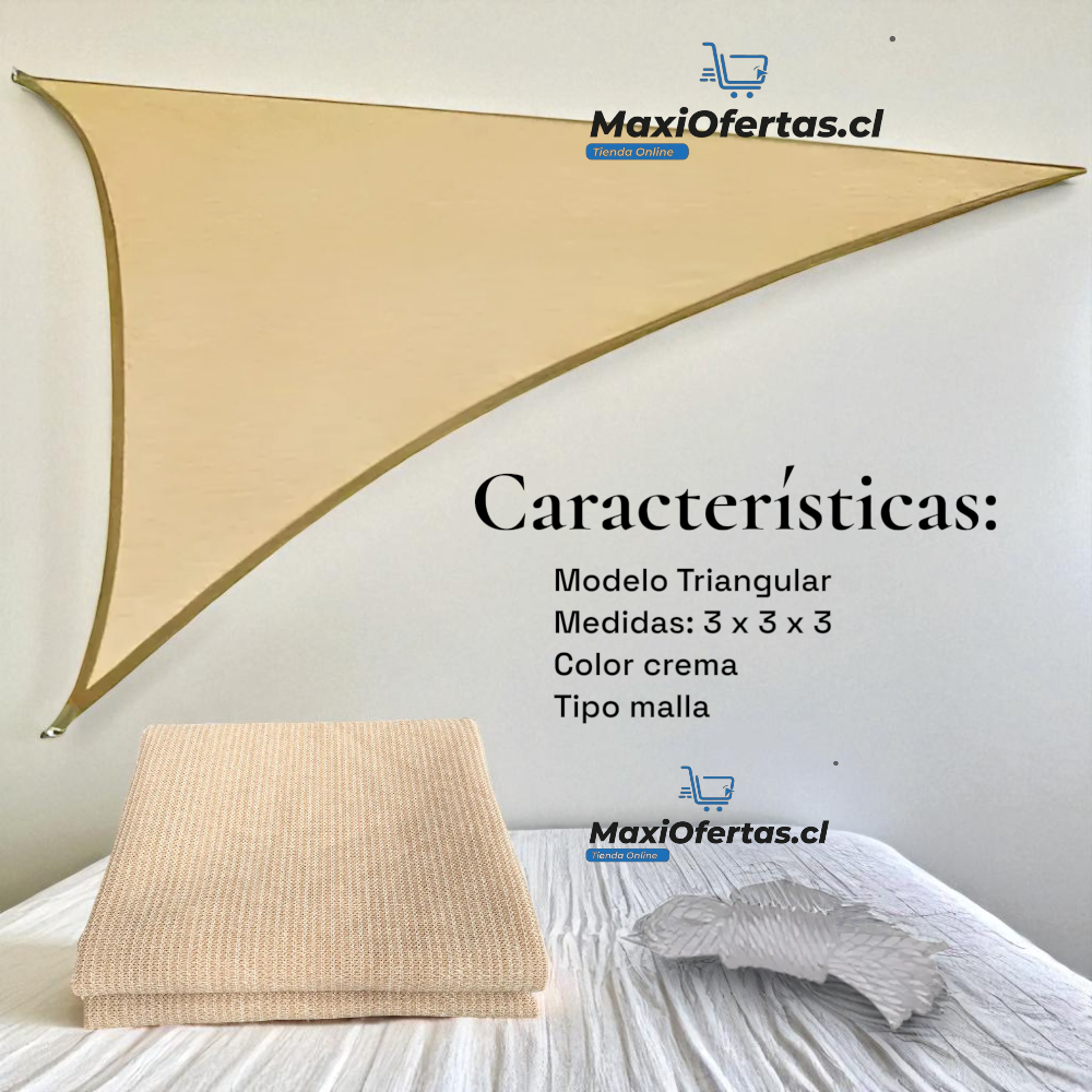 CARPA LONA / VELA MALLA TRIANGULAR 3.5M X 3.5M X 3.5M - Imagen 2