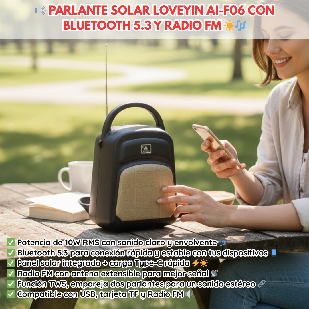 PARLANTE PORTATIL SOLAR AI F06 - Imagen 2