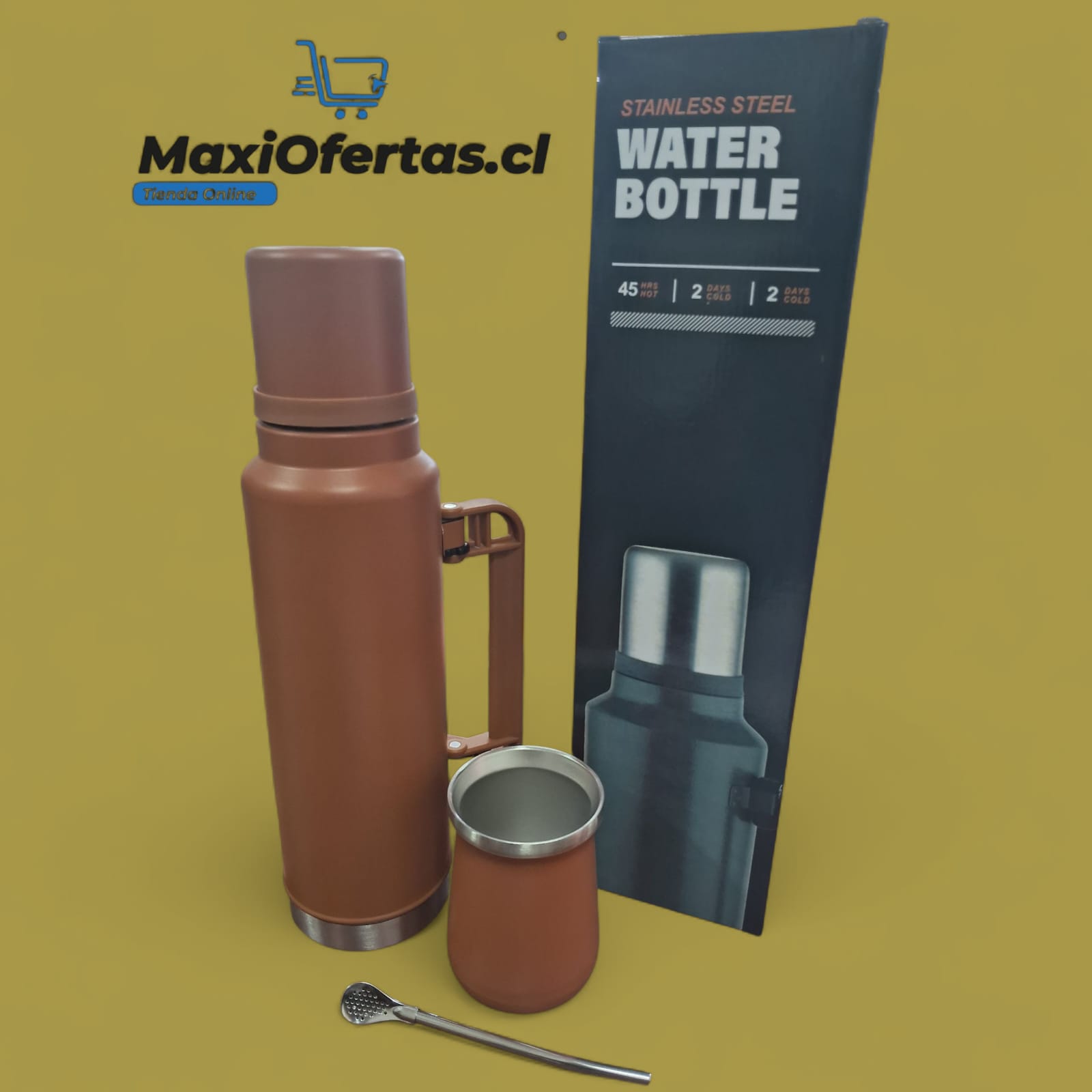 TERMO + SET DE MATE 1400ML NARANJA