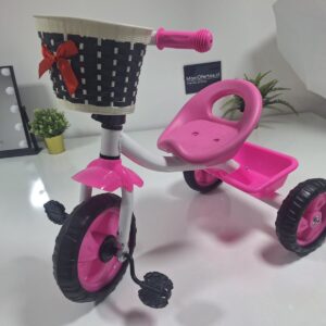 TRICICLO CON PEDALES Y CESTA NIÑOS ASIENTO ROSA
