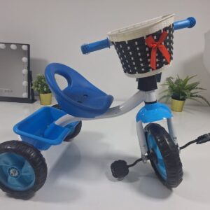 TRICICLO CON PEDALES Y CESTA NIÑOS ASIENTO AZUL
