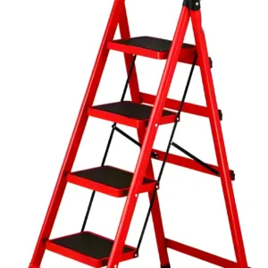 ESCALERA PLEGABLE ANTIDESLIZANTE 4 ESCALONES ROJA