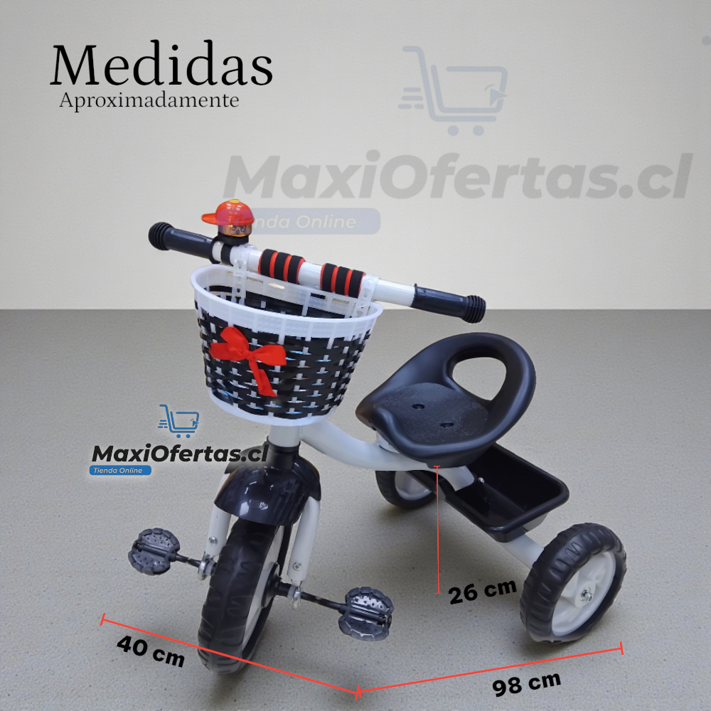 TRICICLO CON PEDALES Y CESTA NIÑOS ASIENTO AZUL - Imagen 3