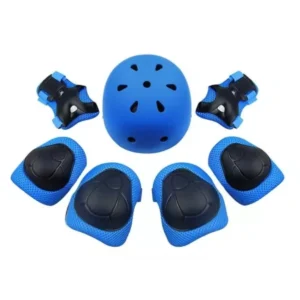 Set de Casco Para Niños y Niñas mas protecciones AZUL