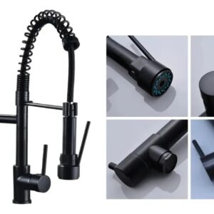 Grifo DOBLE Lavaplato Extensible Flexible Negro