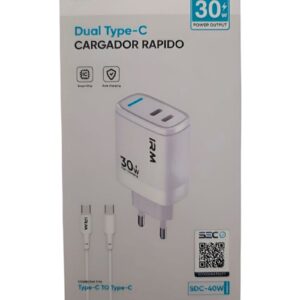 CARGADOR IRM DE CARGA RAPIDA 30 WATTS DOBLE PUERTO TIPO C