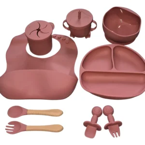 Set De Alimentacion Para Bebés Silicona 9 Piezas