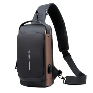 Bolso Cruzado Antirrobo Impermeable NEGRO CON MARRON