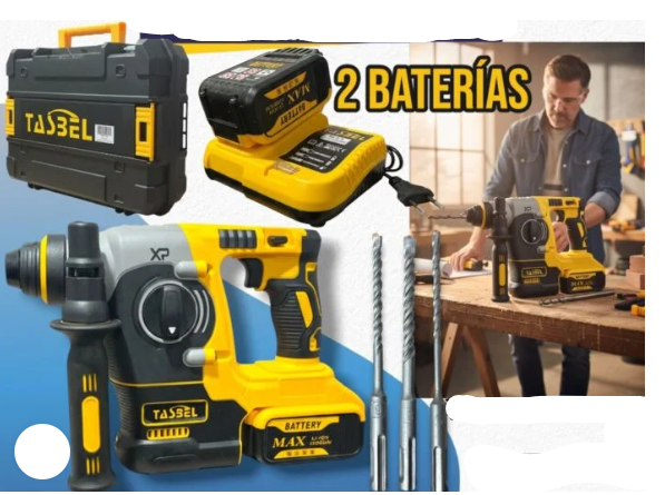 ROTOMARTILLO INALAMBRICO TASBEL XR + 3 BROCAS $49,000