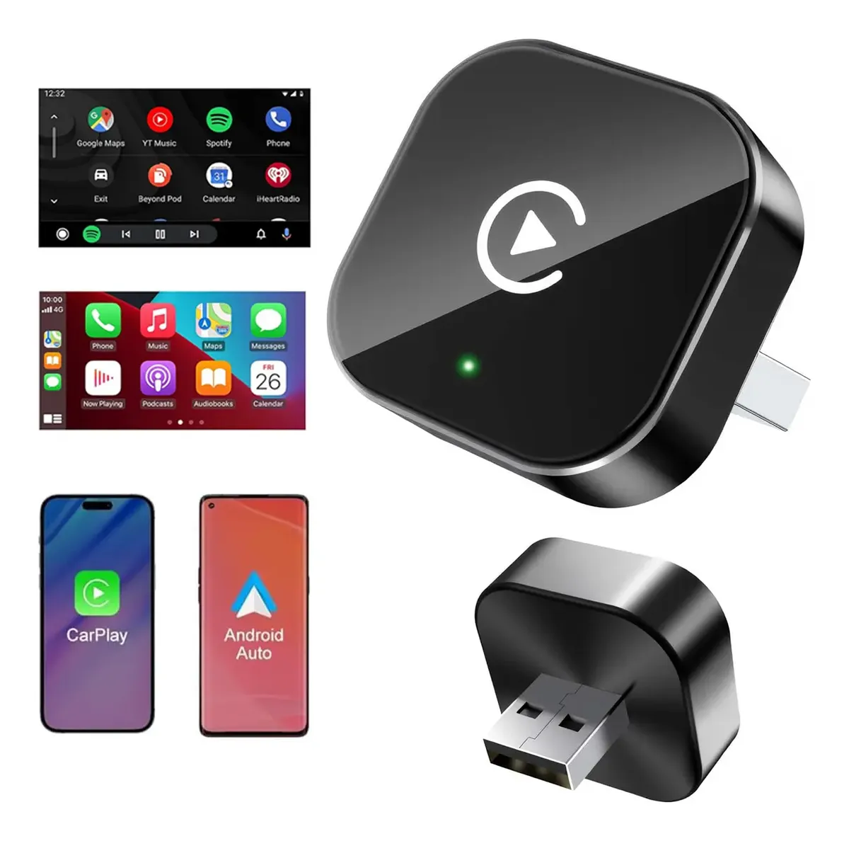 Car Play Adaptador Inalámbrico Y Android Auto Converter 2en1