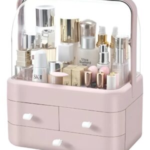 ORGANIZADOR COSMETICOS CON GUARDAPOLVO  ROSA