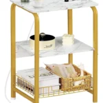 MESA DECORATIVA AUXILIAR CUADRADA CON ESTANTE